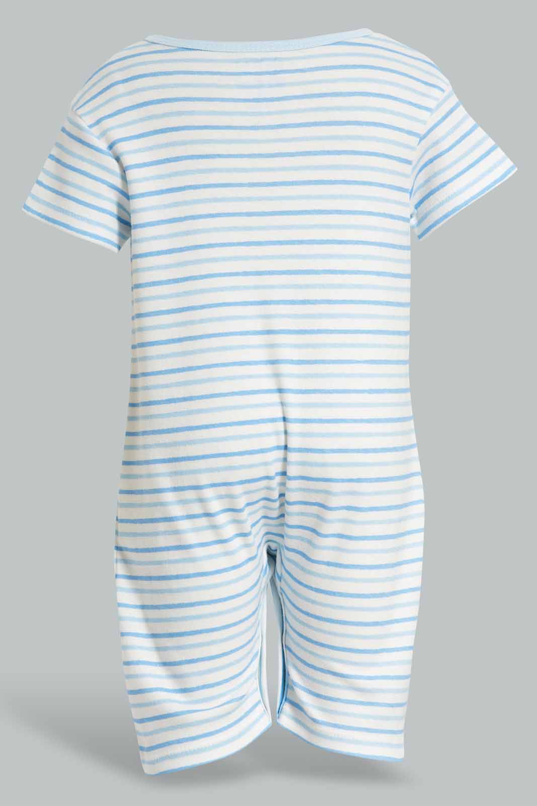 Redtag-Blue-Stripe-Romper-APL,-Category:Rompers,-Colour:Blue,-Deals:New-In,-Filter:Baby-(0-to-12-Mths),-NBB-Rompers,-New-In-NBB-APL,-Non-Sale,-PPE,-Section:Boys-(0-to-14Yrs),-W22O-Baby-0 to 12 Months