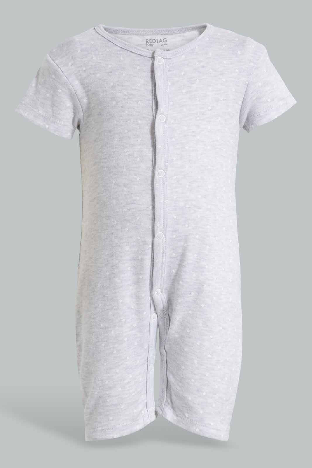 Redtag-Grey-Star-Print-Romper-APL,-Category:Rompers,-Colour:Grey,-Deals:New-In,-Filter:Baby-(0-to-12-Mths),-NBB-Rompers,-New-In-NBB-APL,-Non-Sale,-PPE,-Section:Boys-(0-to-14Yrs),-W22O-Baby-0 to 12 Months