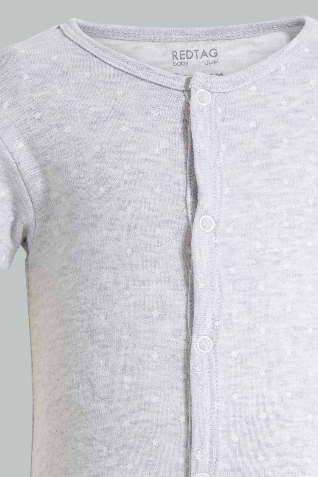 Redtag-Grey-Star-Print-Romper-APL,-Category:Rompers,-Colour:Grey,-Deals:New-In,-Filter:Baby-(0-to-12-Mths),-NBB-Rompers,-New-In-NBB-APL,-Non-Sale,-PPE,-Section:Boys-(0-to-14Yrs),-W22O-Baby-0 to 12 Months