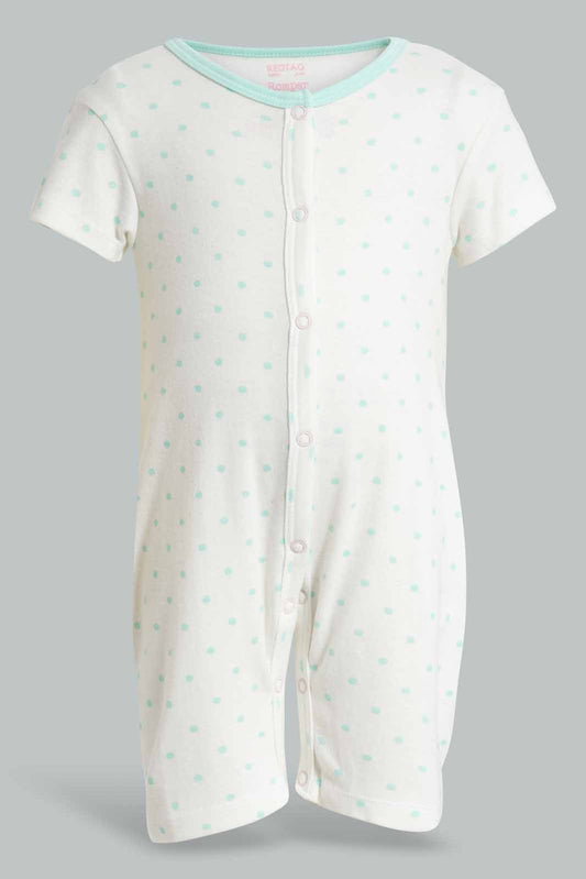 Redtag-Mint-Dot-Print-Romper-APL,-Category:Rompers,-Colour:Mint,-Deals:New-In,-Filter:Baby-(0-to-12-Mths),-NBG-Rompers,-New-In-NBG-APL,-Non-Sale,-PPE,-Section:Girls-(0-to-14Yrs),-W22O-Baby-0 to 12 Months