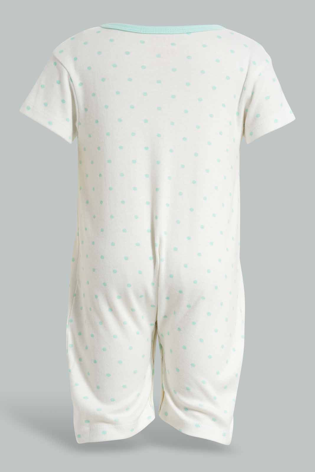 Redtag-Mint-Dot-Print-Romper-APL,-Category:Rompers,-Colour:Mint,-Deals:New-In,-Filter:Baby-(0-to-12-Mths),-NBG-Rompers,-New-In-NBG-APL,-Non-Sale,-PPE,-Section:Girls-(0-to-14Yrs),-W22O-Baby-0 to 12 Months