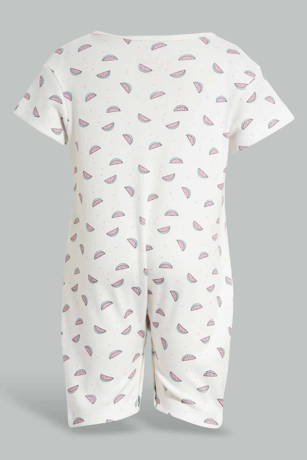 Redtag-White-Water-Melon-Romper-APL,-Category:Rompers,-Colour:White,-Deals:New-In,-Filter:Baby-(0-to-12-Mths),-NBG-Rompers,-New-In-NBG-APL,-Non-Sale,-PPE,-Section:Girls-(0-to-14Yrs),-W22O-Baby-0 to 12 Months