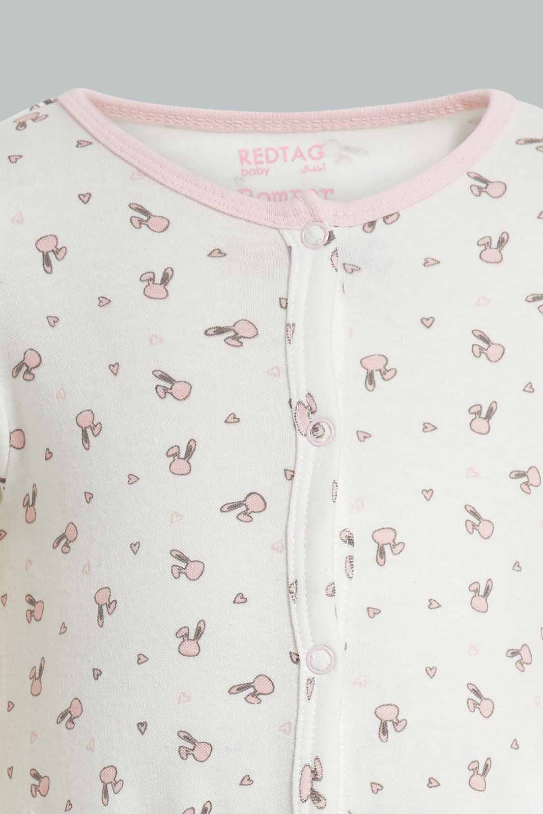 Redtag-White-And-Grey-Bunny-Romper-APL,-Category:Rompers,-Colour:White,-Deals:New-In,-Filter:Baby-(0-to-12-Mths),-NBG-Rompers,-New-In-NBG-APL,-Non-Sale,-PPE,-Section:Girls-(0-to-14Yrs),-W22O-Baby-0 to 12 Months