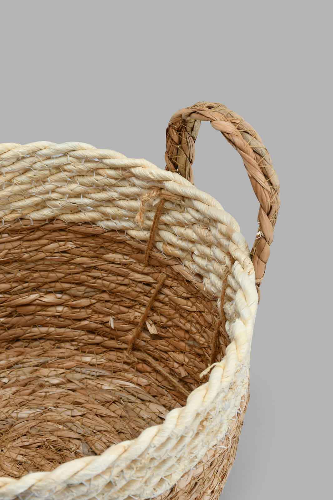 Redtag-Beige-Grass-&-Corn-Husk-Rope-Round-Laundry-Basket-(Medium)-Laundry-Hampers-Home-Bathroom-