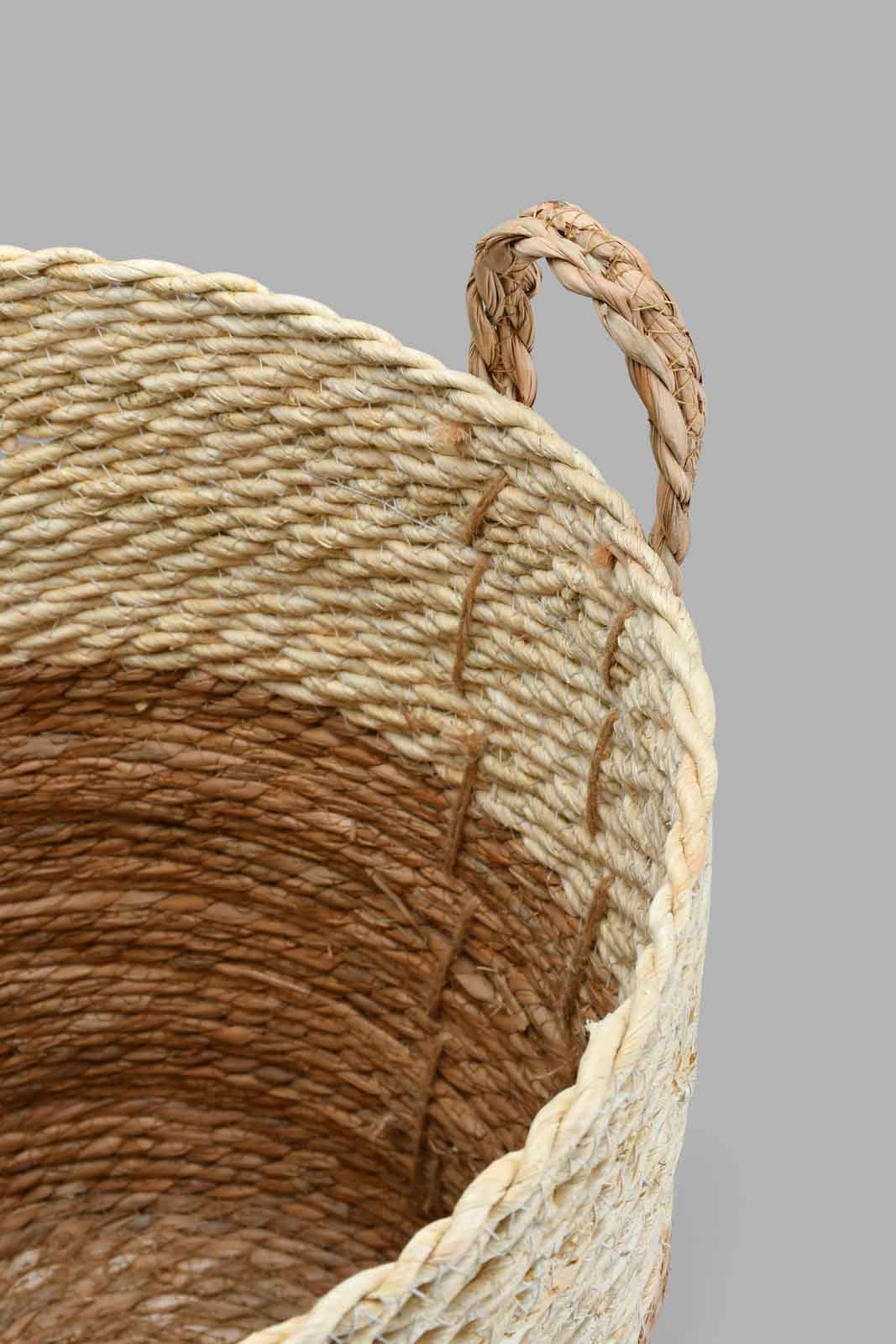 Redtag-Beige-Grass-&-Corn-Husk-Rope-Round-Laundry-Hamper-(Medium)-Laundry-Hampers-Home-Bathroom-