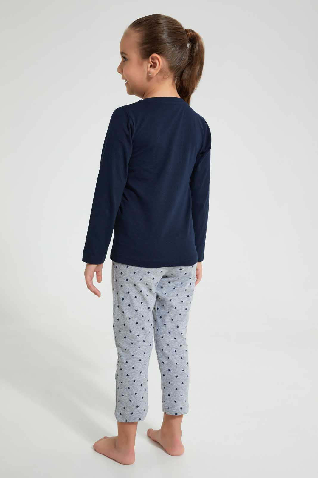 Redtag-Printed-Long-Sleeve-Pyjama-Sets-Pyjama-Sets-Girls-2 to 8 Years