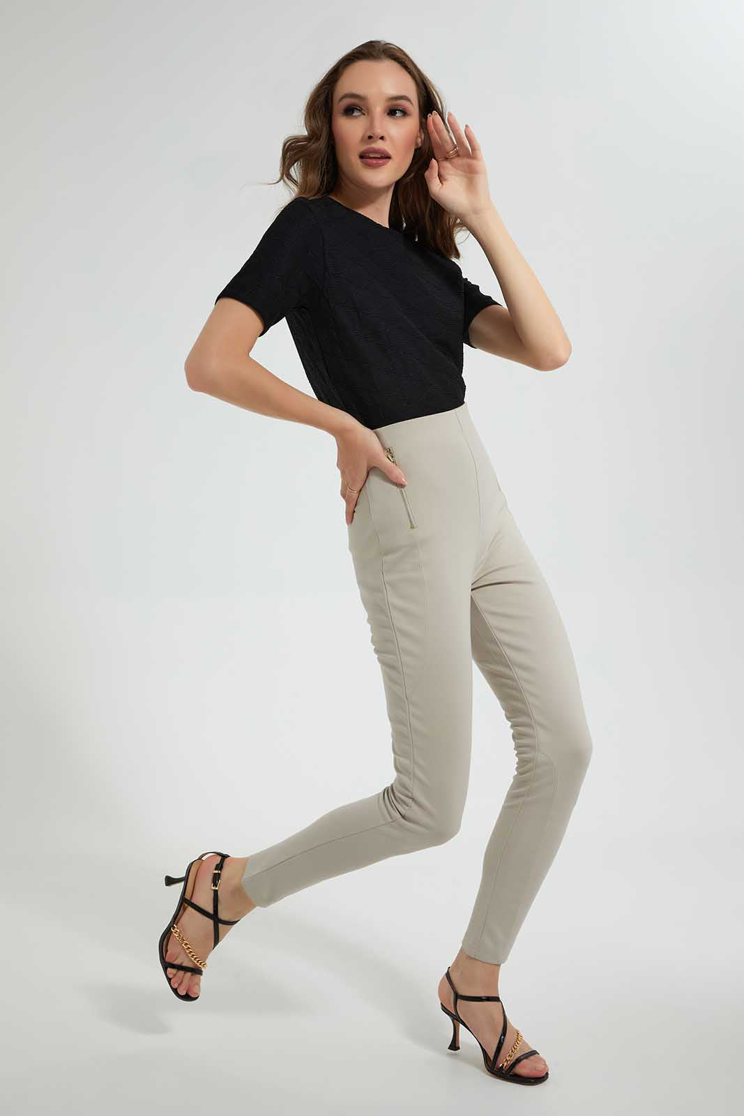 Redtag-Black-Textured-Top-Tops-Women's-
