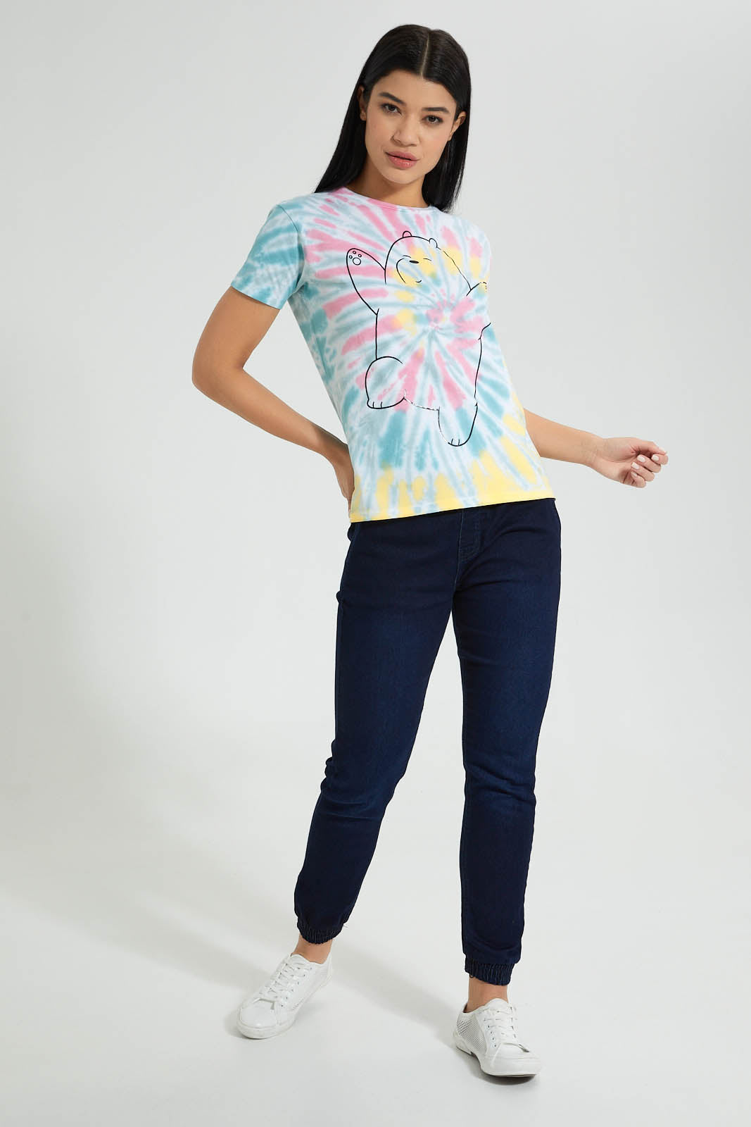Redtag-Tie-Dye-We-Bare-Bears-Print-T-Shirt-Colour:Assorted,-Filter:Women's-Clothing,-New-In,-New-In-Women,-Non-Sale,-S22B,-Section:Women,-Women-T-Shirts-Women's-