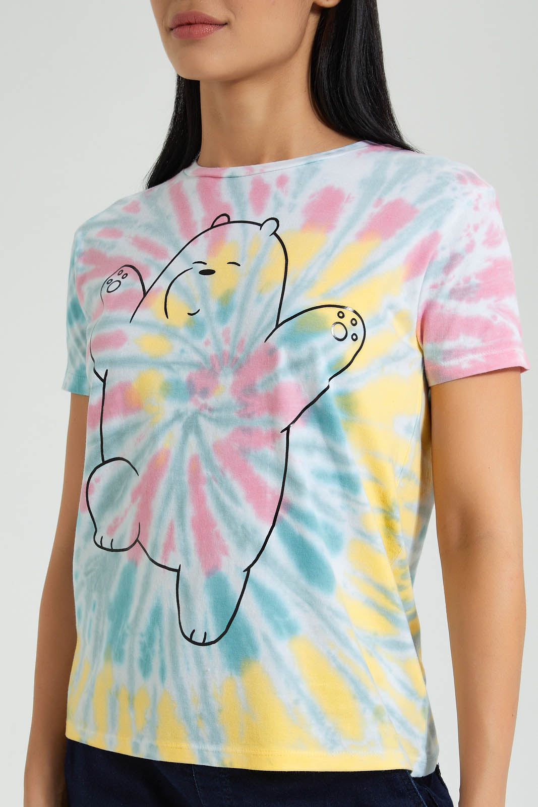 Redtag-Tie-Dye-We-Bare-Bears-Print-T-Shirt-Colour:Assorted,-Filter:Women's-Clothing,-New-In,-New-In-Women,-Non-Sale,-S22B,-Section:Women,-Women-T-Shirts-Women's-