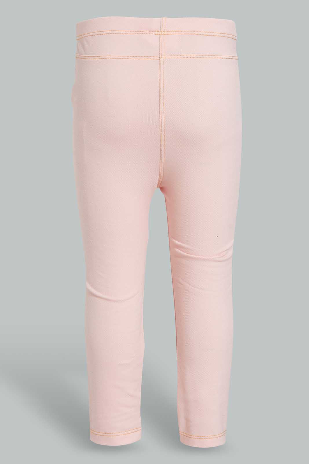 Redtag-Pink-Knitted-Coloured-Jegging-Jeggings-Infant-Girls-3 to 24 Months