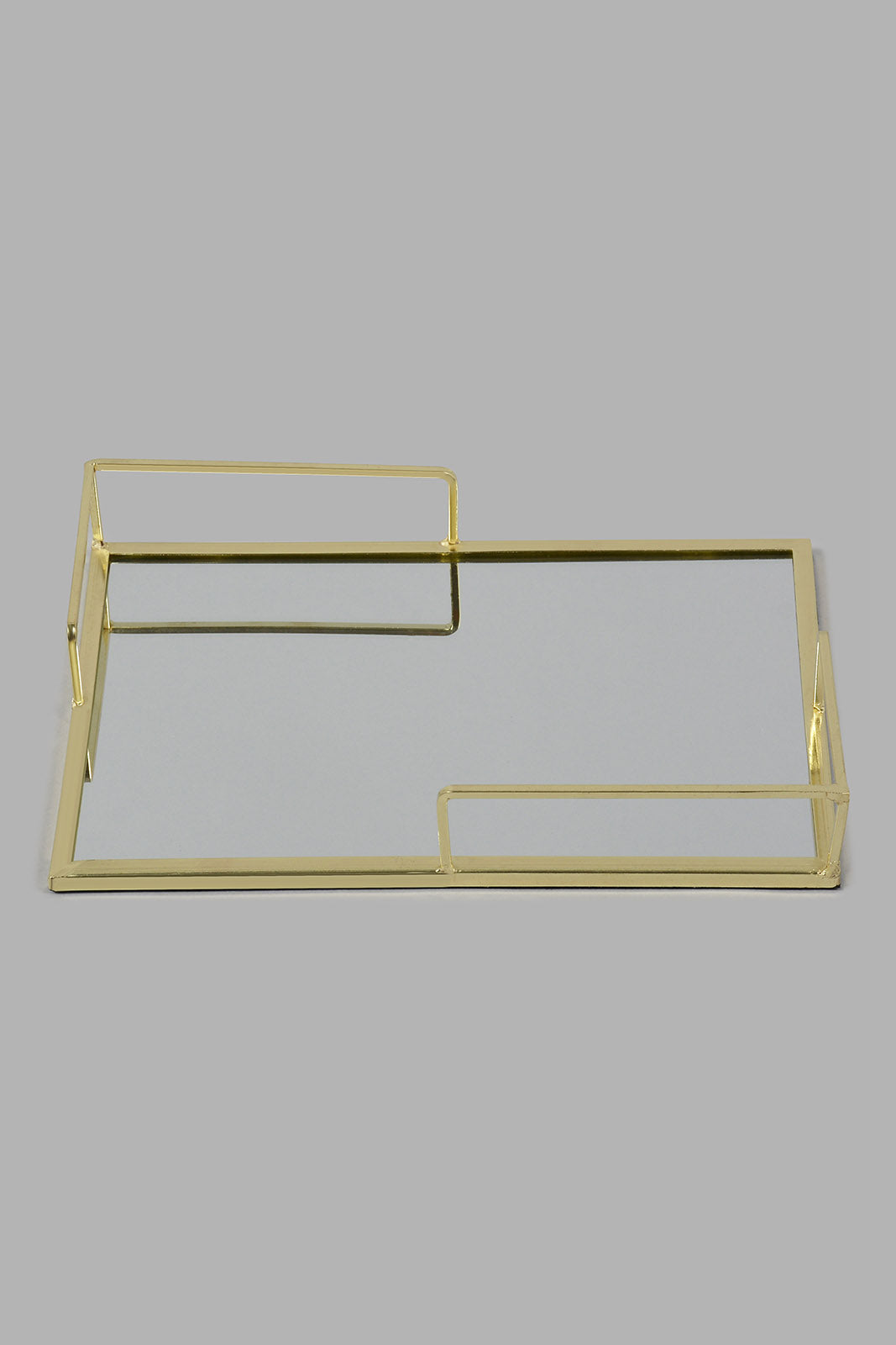 Redtag-Silver-Metal-Rectangle-Tray-With-Mirror-0,-Colour:Silver,-Filter:Home-Decor,-HMW-HOM-Trays,-New-In,-New-In-HMW-HOM,-Non-Sale,-S22B,-Section:Homewares-Home-Decor-