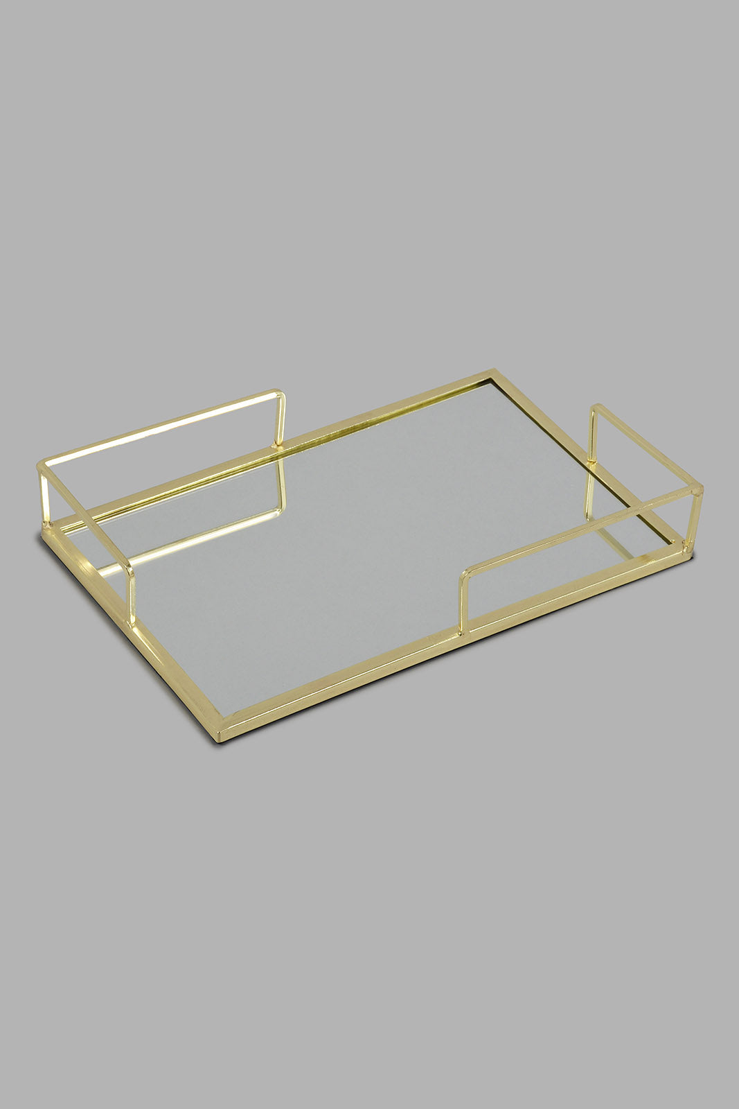 Redtag-Silver-Metal-Rectangle-Tray-With-Mirror-0,-Colour:Silver,-Filter:Home-Decor,-HMW-HOM-Trays,-New-In,-New-In-HMW-HOM,-Non-Sale,-S22B,-Section:Homewares-Home-Decor-