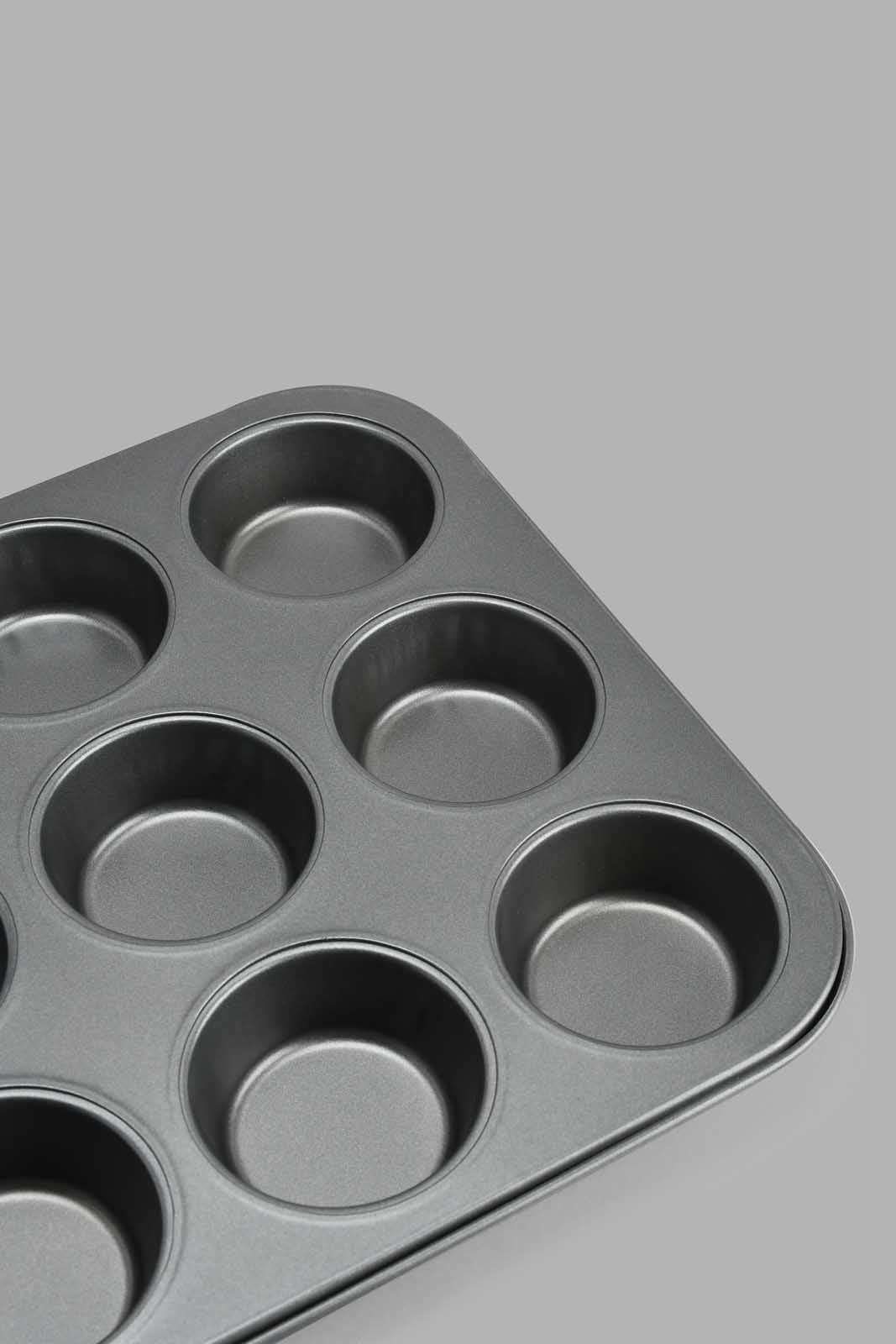 Redtag-Grey-12Cups-Muffin-Pan-Bakeware-Home-Dining-
