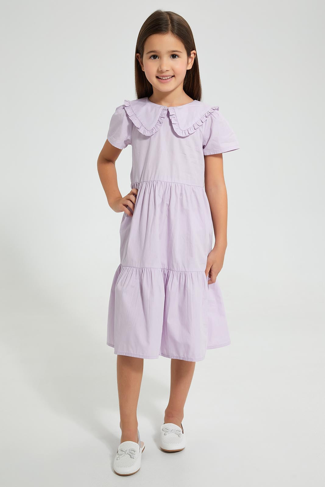 Redtag-Lilac-Tiered-Maxi-Dress-Dresses-Girls-2 to 8 Years