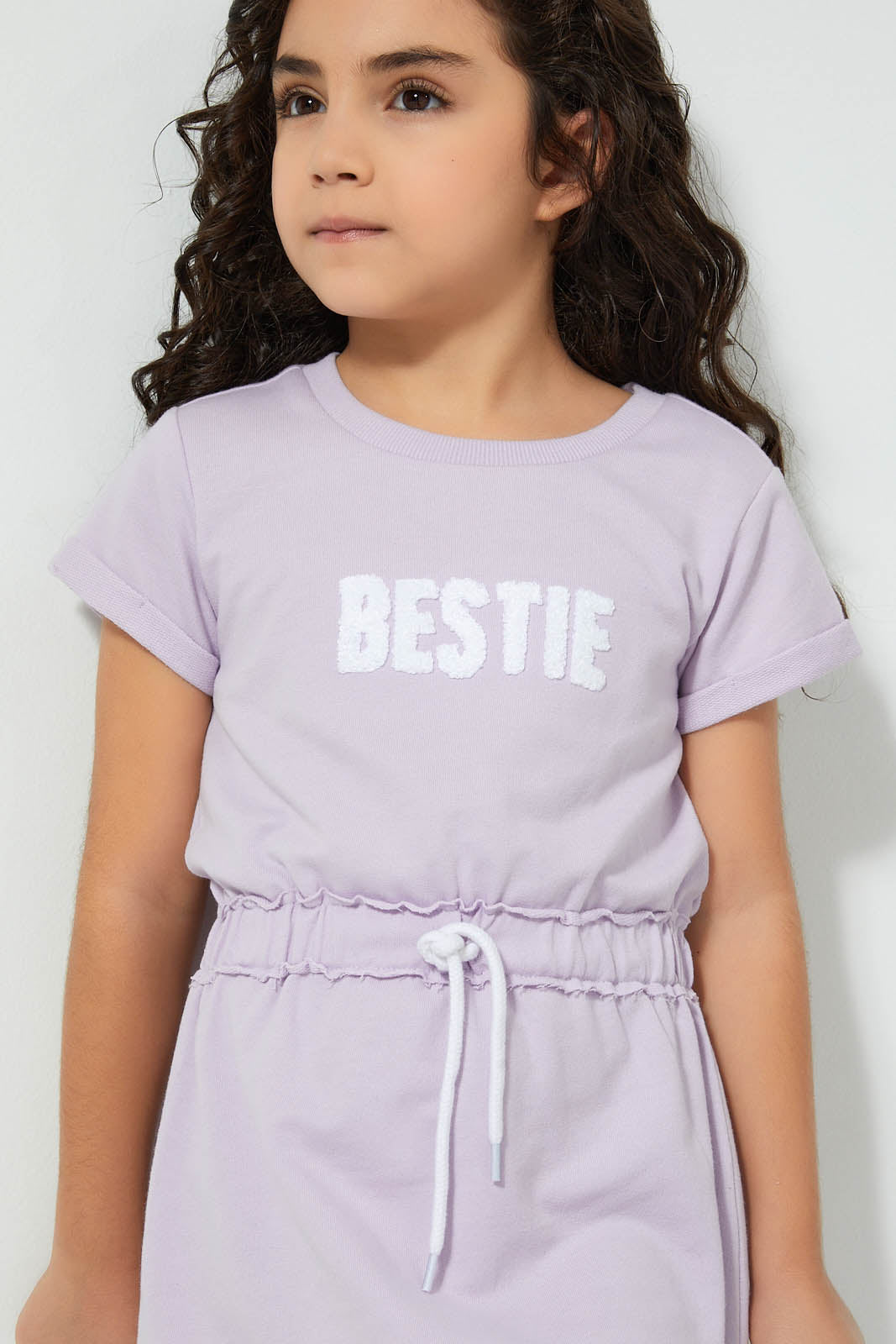 Redtag-Lilac-Chest-Print-Dress-Dresses-Girls-2 to 8 Years