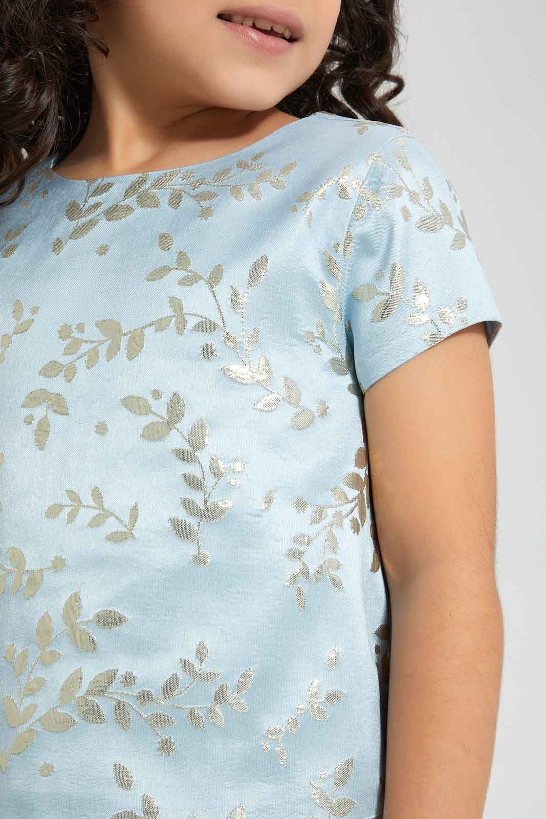 Redtag-Blue-Jacquard-Blouse-CAPSULE-BUY,-Colour:Blue,-Filter:Girls-(2-to-8-Yrs),-Girls-Blouses,-New-In,-New-In-GIR,-Non-Sale,-S22B,-Section:Kidswear-Girls-2 to 8 Years