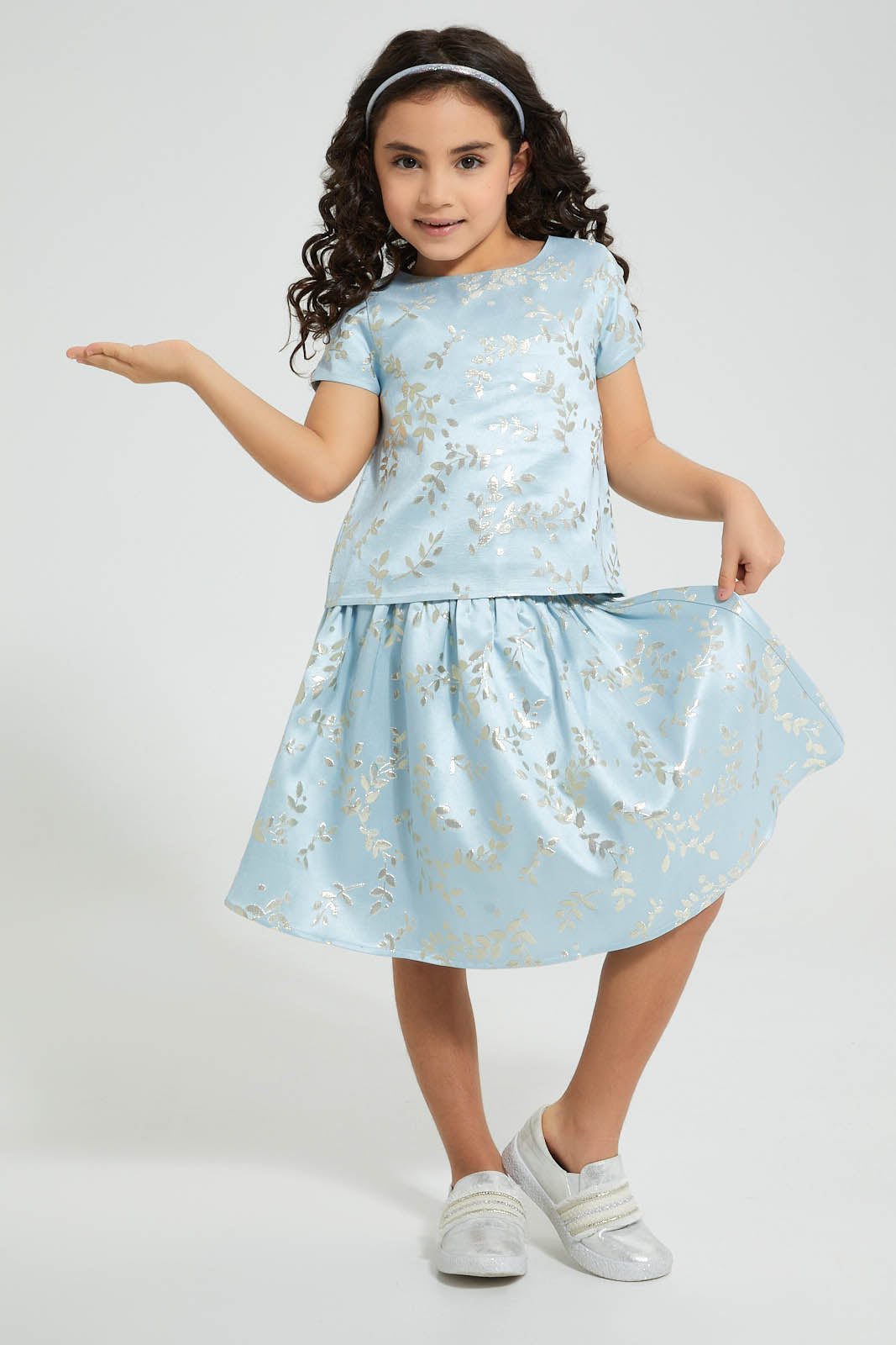 Redtag-Blue-Jacquard-Skirt-CAPSULE-BUY,-Colour:Blue,-Filter:Girls-(2-to-8-Yrs),-Girls-Skirts,-New-In,-New-In-GIR,-Non-Sale,-S22B,-Section:Kidswear-Girls-2 to 8 Years