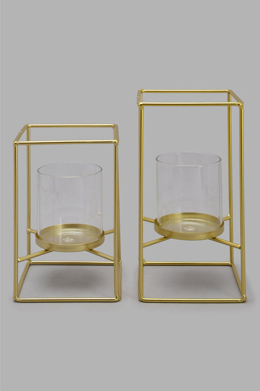 Redtag-Gold-Metal-Candle-Holder-Set(2-Piece)-Category:Candles-&-Fragrances,-Colour:Gold,-Deals:New-In,-Filter:Home-Decor,-HMW-HOM-Decorative-Accessories,-New-In-HMW-HOM,-Non-Sale,-Perigold,-S22B,-Section:Homewares-Home-Decor-