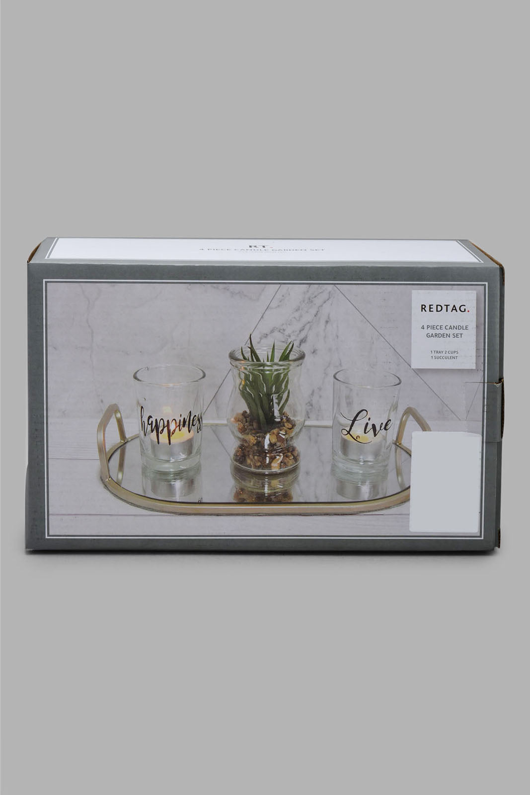 Redtag-Gold-Mirror-Tray-With-Candle-Holder-Set(4-Piece)-Category:Candles-&-Fragrances,-Colour:Gold,-Deals:New-In,-Filter:Home-Decor,-HMW-HOM-Decorative-Accessories,-Jubliant,-New-In-HMW-HOM,-Non-Sale,-S22B,-Section:Homewares-Home-Decor-
