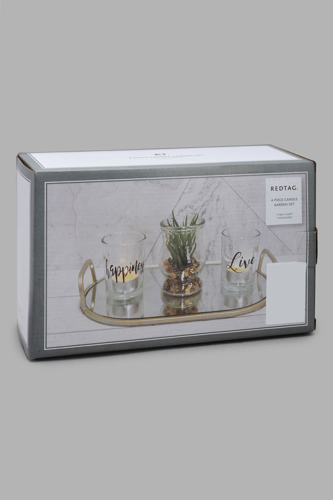 Redtag-Gold-Mirror-Tray-With-Candle-Holder-Set(4-Piece)-Category:Candles-&-Fragrances,-Colour:Gold,-Deals:New-In,-Filter:Home-Decor,-HMW-HOM-Decorative-Accessories,-Jubliant,-New-In-HMW-HOM,-Non-Sale,-S22B,-Section:Homewares-Home-Decor-