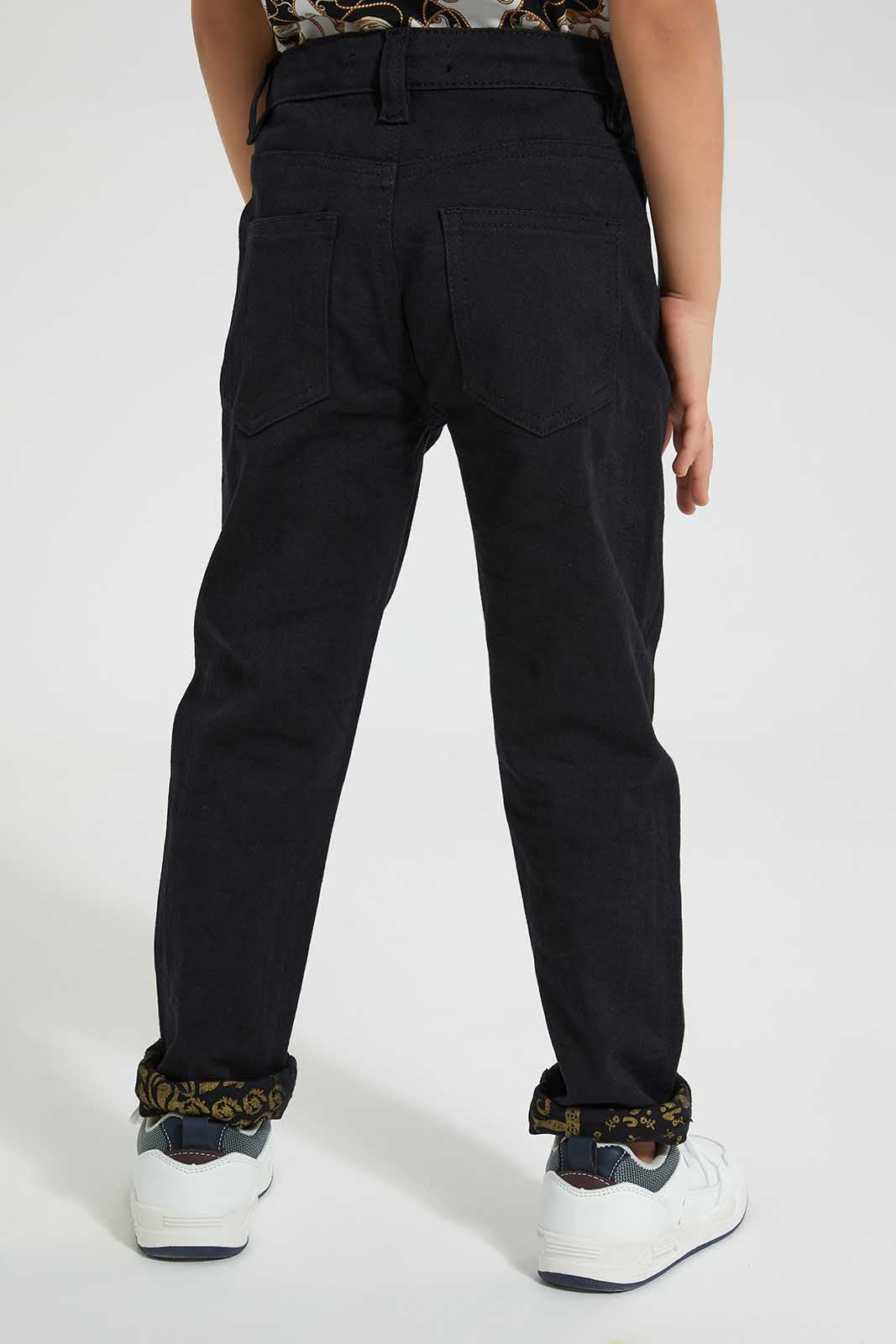 Redtag-Black-Reverse-Print-Jean-Jeans-Jogger-Fit-Boys-2 to 8 Years