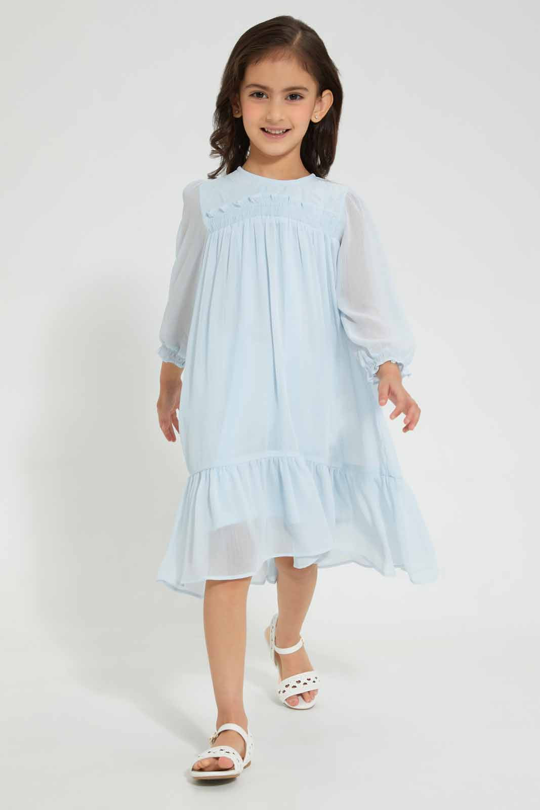 Redtag-Blue-Mesh-Dress-Category:Dresses,-Colour:Blue,-Deals:Sale,-Filter:Girls-(2-to-8-Yrs),-GIR-Dresses,-S22B,-Sale-GIR-APL,-Section:Girls-(0-to-14Yrs)-Girls-2 to 8 Years