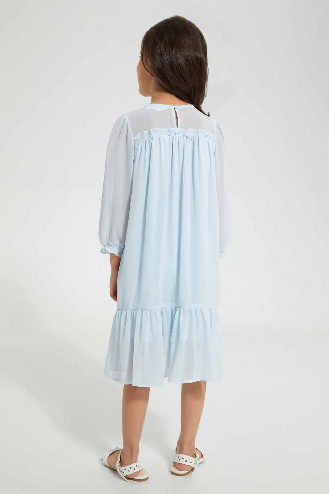 Redtag-Blue-Mesh-Dress-Category:Dresses,-Colour:Blue,-Deals:Sale,-Filter:Girls-(2-to-8-Yrs),-GIR-Dresses,-S22B,-Sale-GIR-APL,-Section:Girls-(0-to-14Yrs)-Girls-2 to 8 Years