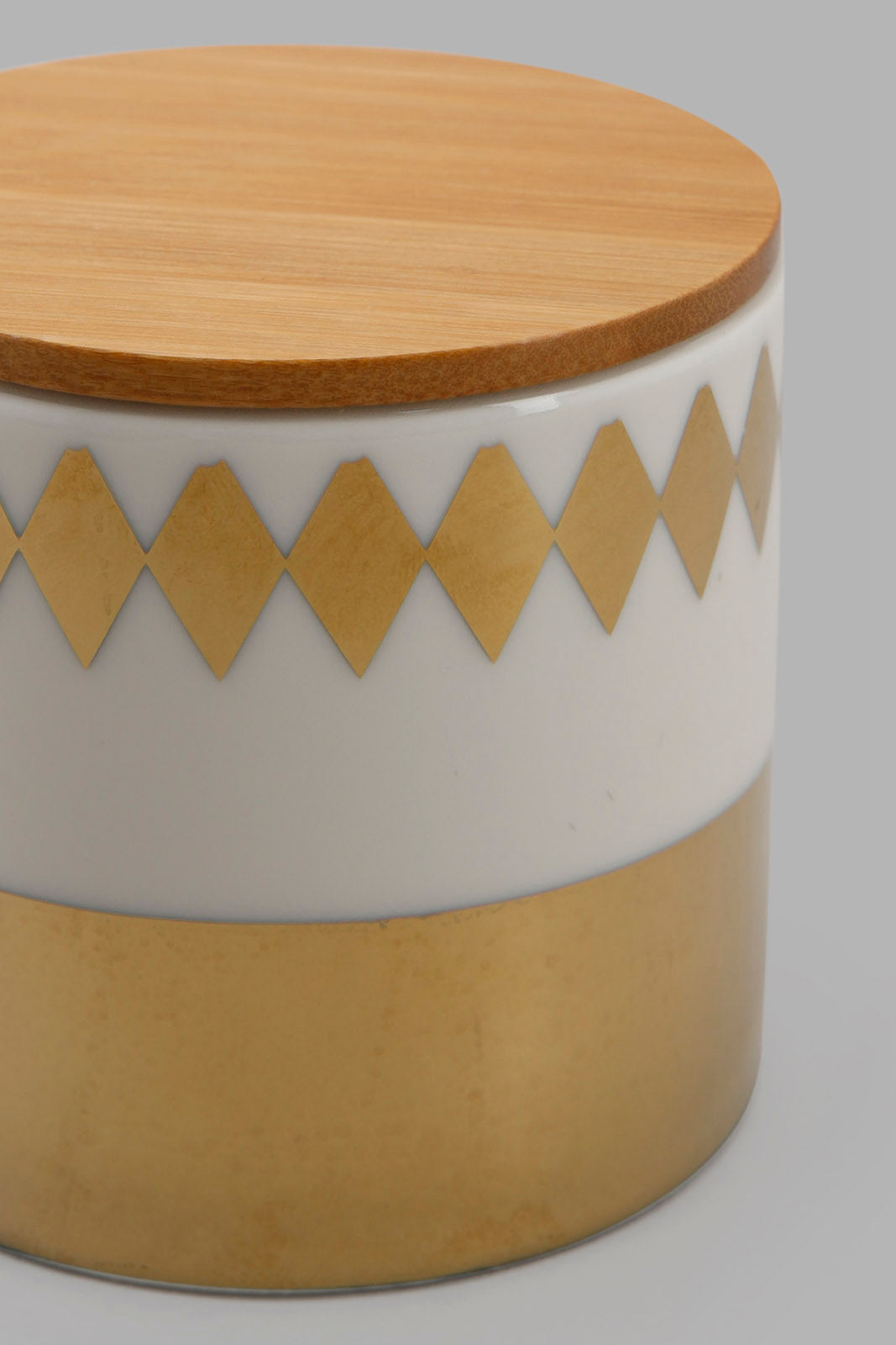 Redtag-Gold-Round-Canister-With-Bamboo-Lid-(Small)-Category:Canisters-And-Jars,-Colour:Gold,-Deals:New-In,-Festive,-Filter:Home-Dining,-HMW-DIN-Sto-Storage,-New-In-HMW-DIN,-Non-Sale,-Section:Homewares,-W22A-Home-Dining-