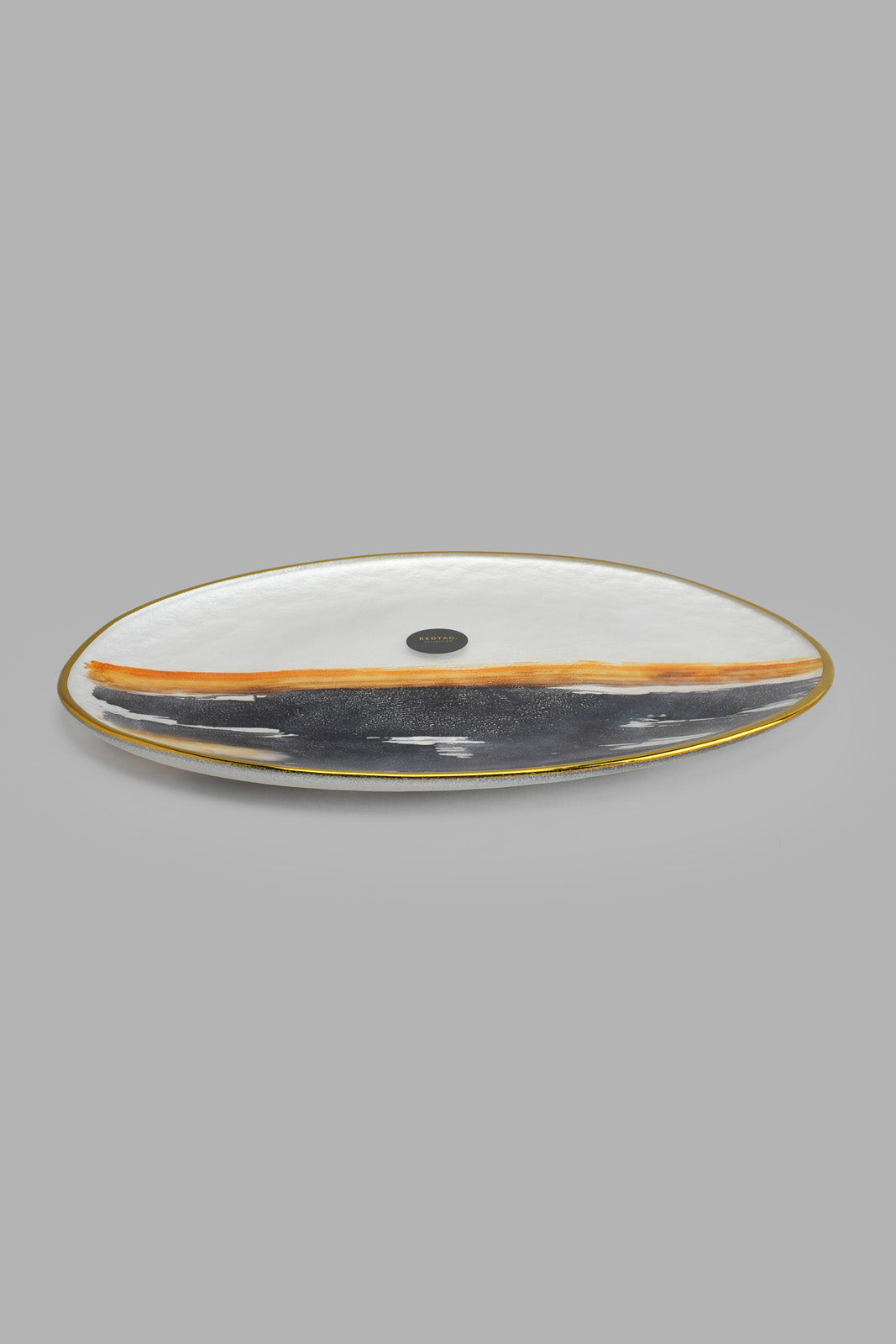 Redtag-Gold-Band-Gradient-Oval-Platter-Platter-Home-Dining-