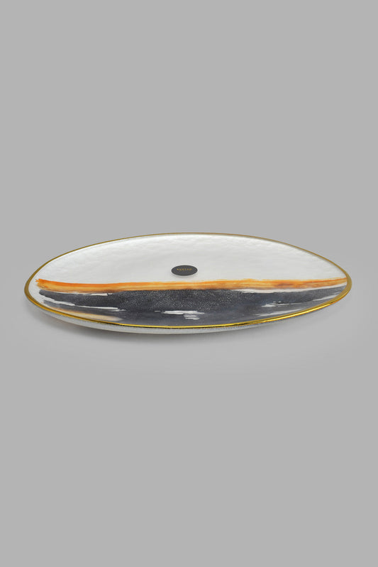 Redtag-Gold-Band-Gradient-Oval-Platter-Platter-Home-Dining-