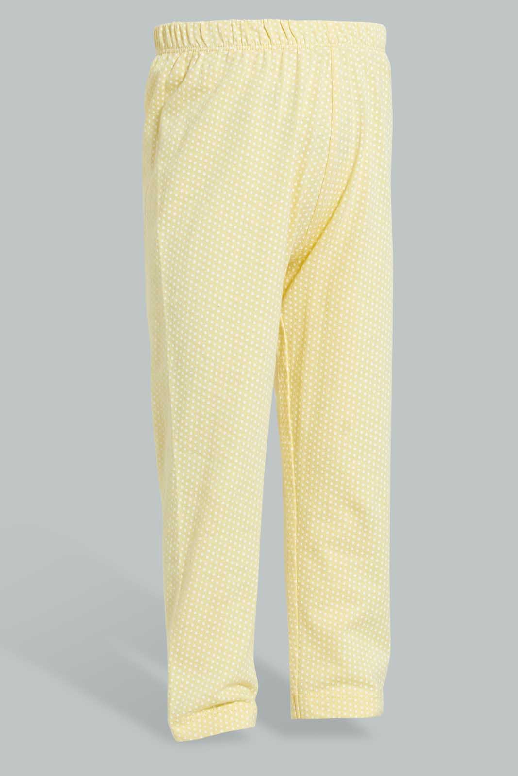 Yellow Sweet And Sleepy Pyjama Set For Baby Girls (2 Piece)