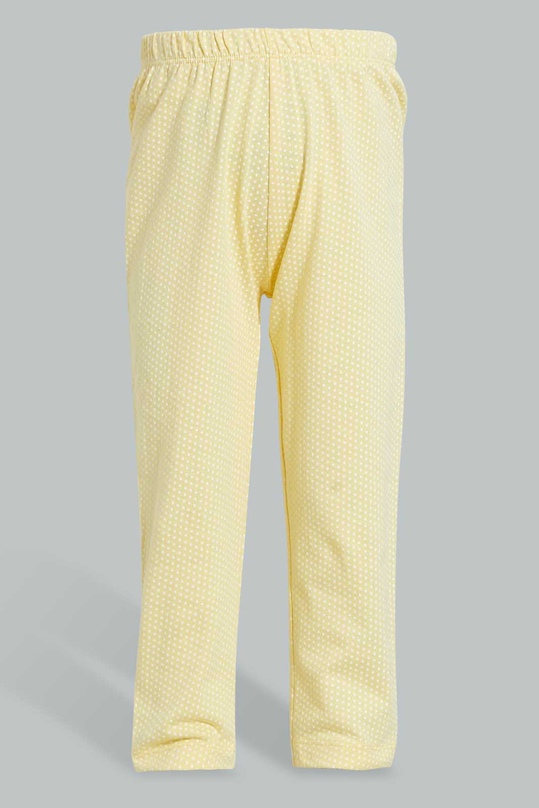 Yellow Sweet And Sleepy Pyjama Set For Baby Girls (2 Piece)