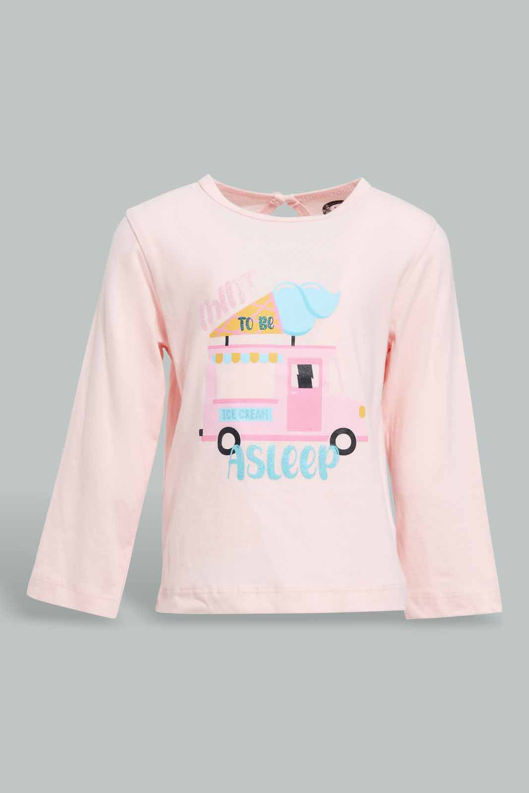 Redtag-Multi-Colour-Ice-Cream-Print-Full-Sleeves-Full-Length-Pyjama-Set-Category:Pyjama-Sets,-Colour:Pink,-Deals:New-In,-Filter:Infant-Girls-(3-to-24-Mths),-ING-Pyjama-Sets,-New-In-ING-APL,-Non-Sale,-PPE,-S22B,-Section:Kidswear-Infant-Girls-