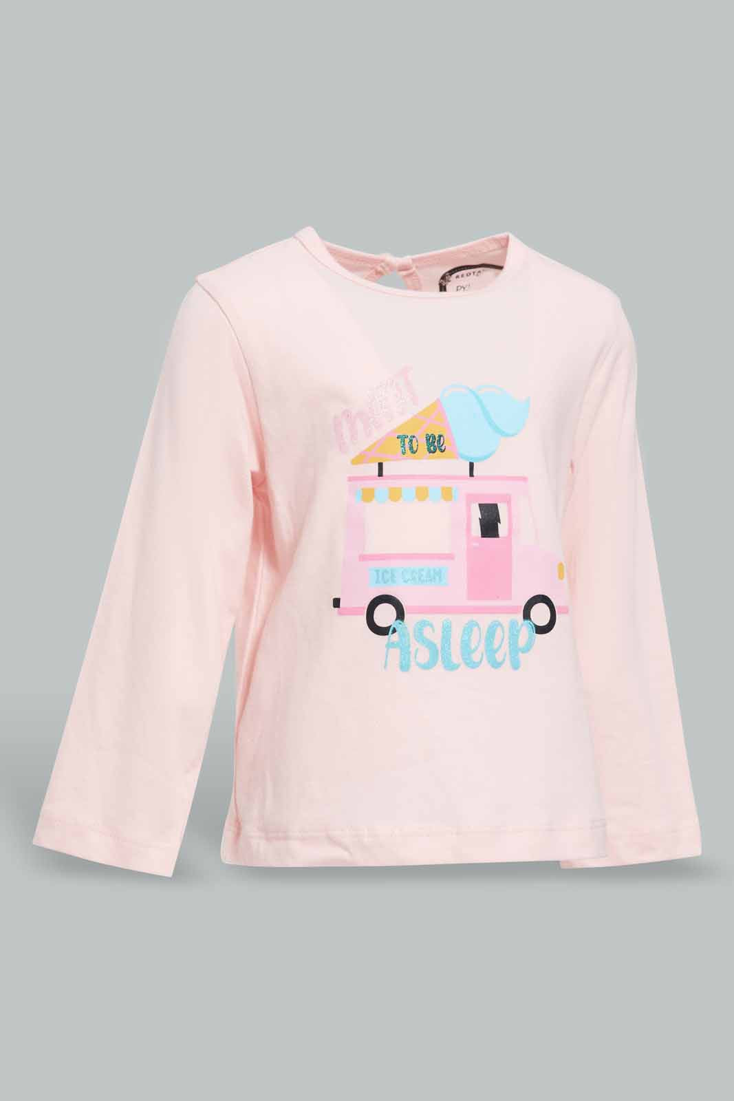 Redtag-Multi-Colour-Ice-Cream-Print-Full-Sleeves-Full-Length-Pyjama-Set-Category:Pyjama-Sets,-Colour:Pink,-Deals:New-In,-Filter:Infant-Girls-(3-to-24-Mths),-ING-Pyjama-Sets,-New-In-ING-APL,-Non-Sale,-PPE,-S22B,-Section:Kidswear-Infant-Girls-