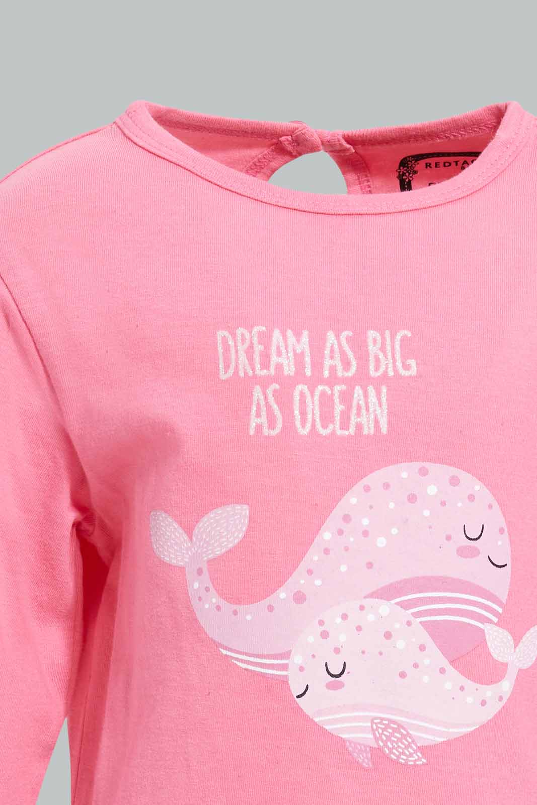 Redtag-Multi-Colour-Dolphin-Print-Full-Sleeves-Full-Length-Pyjama-Set-Category:Pyjama-Sets,-Colour:Pink,-Deals:New-In,-Filter:Infant-Girls-(3-to-24-Mths),-ING-Pyjama-Sets,-New-In-ING-APL,-Non-Sale,-PPE,-S22B,-Section:Kidswear-Infant-Girls-