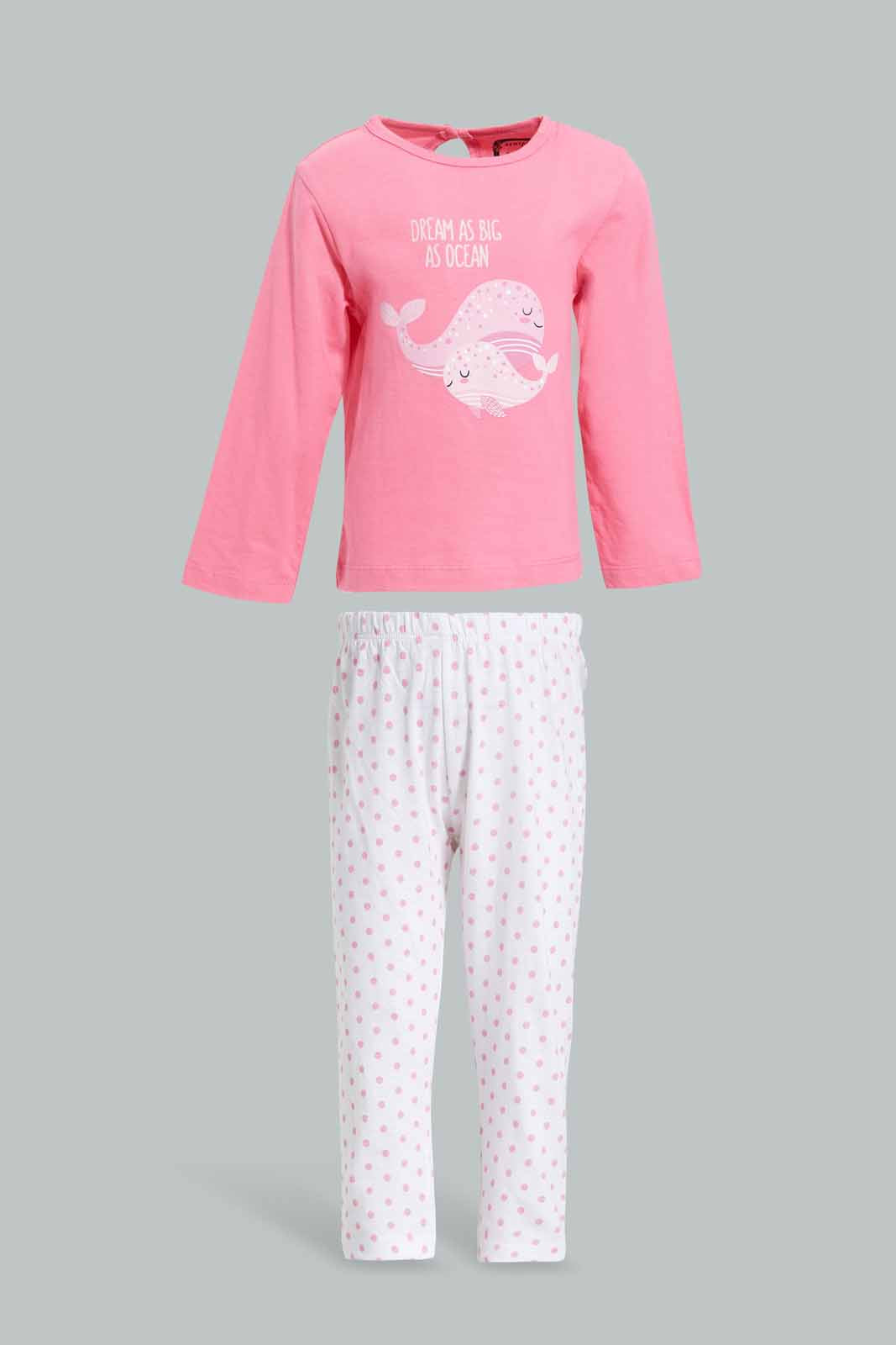Redtag-Multi-Colour-Dolphin-Print-Full-Sleeves-Full-Length-Pyjama-Set-Category:Pyjama-Sets,-Colour:Pink,-Deals:New-In,-Filter:Infant-Girls-(3-to-24-Mths),-ING-Pyjama-Sets,-New-In-ING-APL,-Non-Sale,-PPE,-S22B,-Section:Kidswear-Infant-Girls-