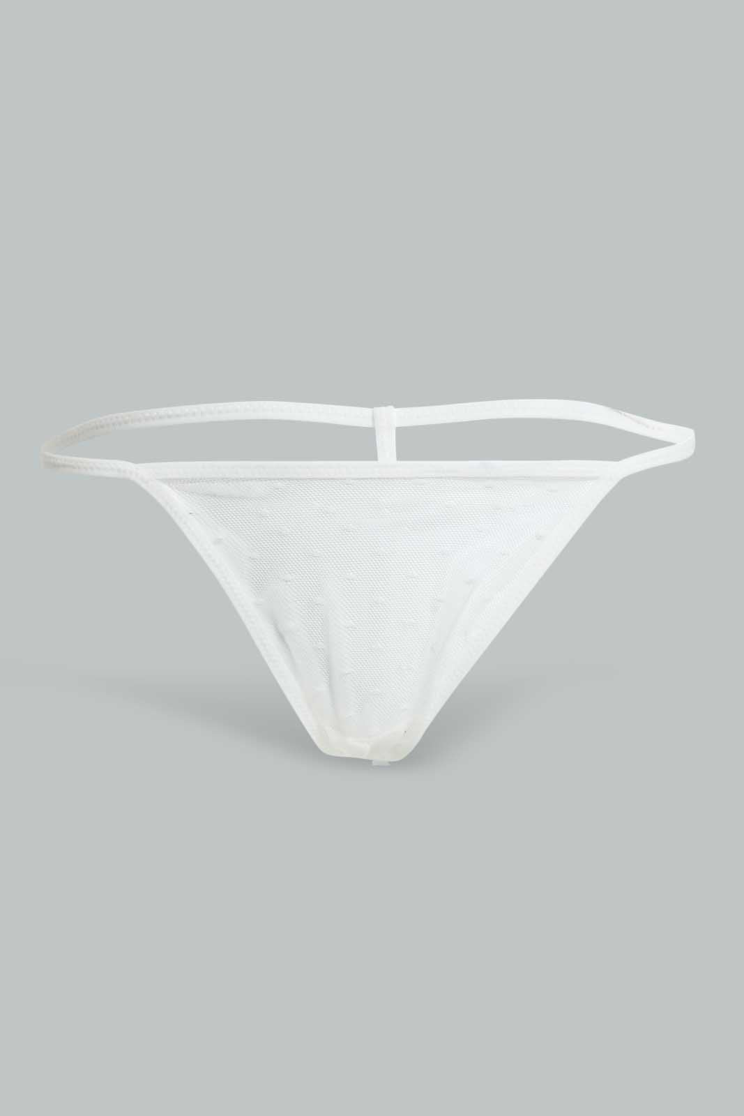 Redtag-Ivory-Plain-Non-Padded-Mesh-Babydoll-With-Thong-Babydolls-Women's-