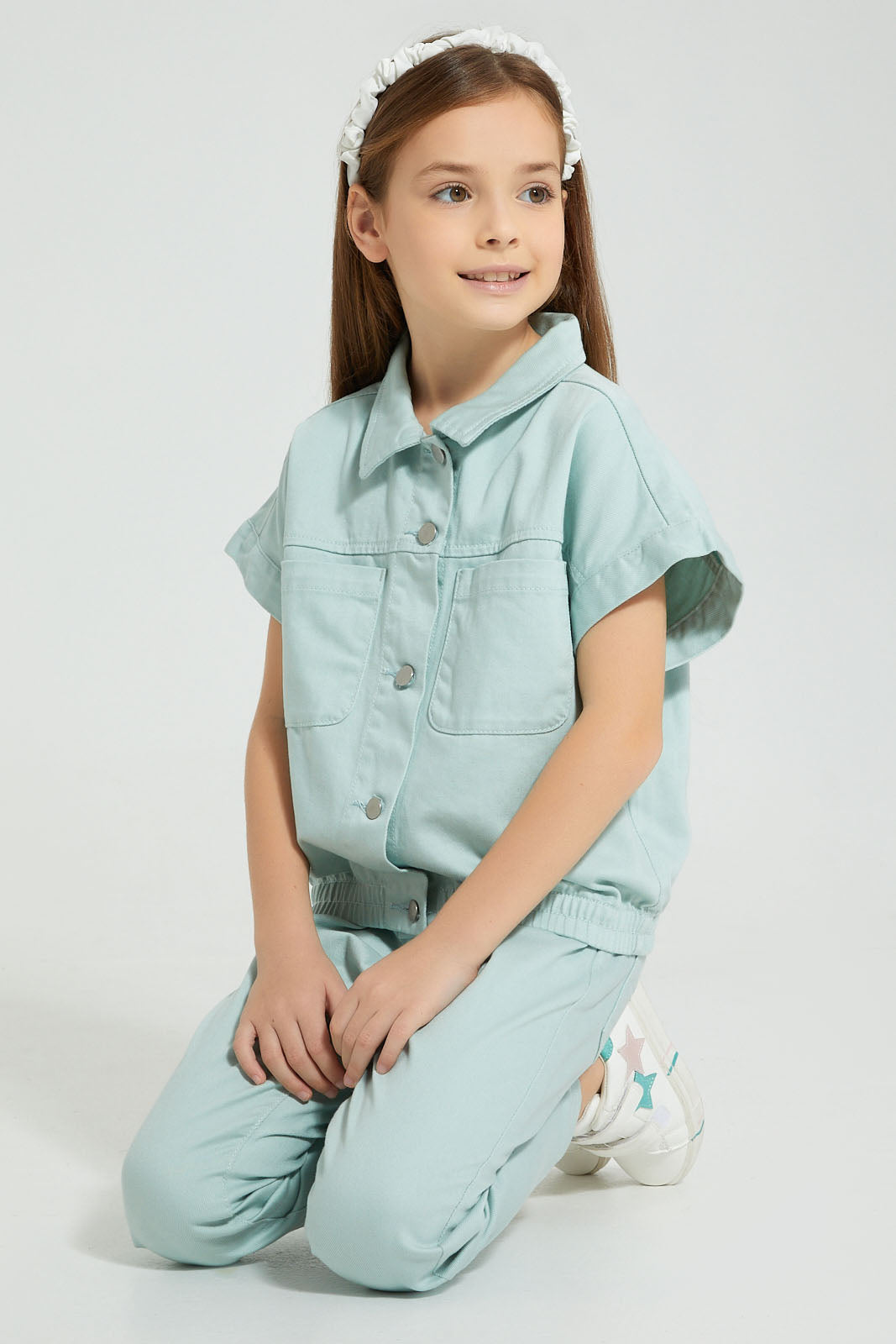 Redtag-Mint-Twill-Crop-Blouse-Colour:Mint,-Filter:Girls-(2-to-8-Yrs),-Girls-Blouses,-New-In,-New-In-GIR,-Non-Sale,-S22B,-Section:Kidswear-Girls-2 to 8 Years