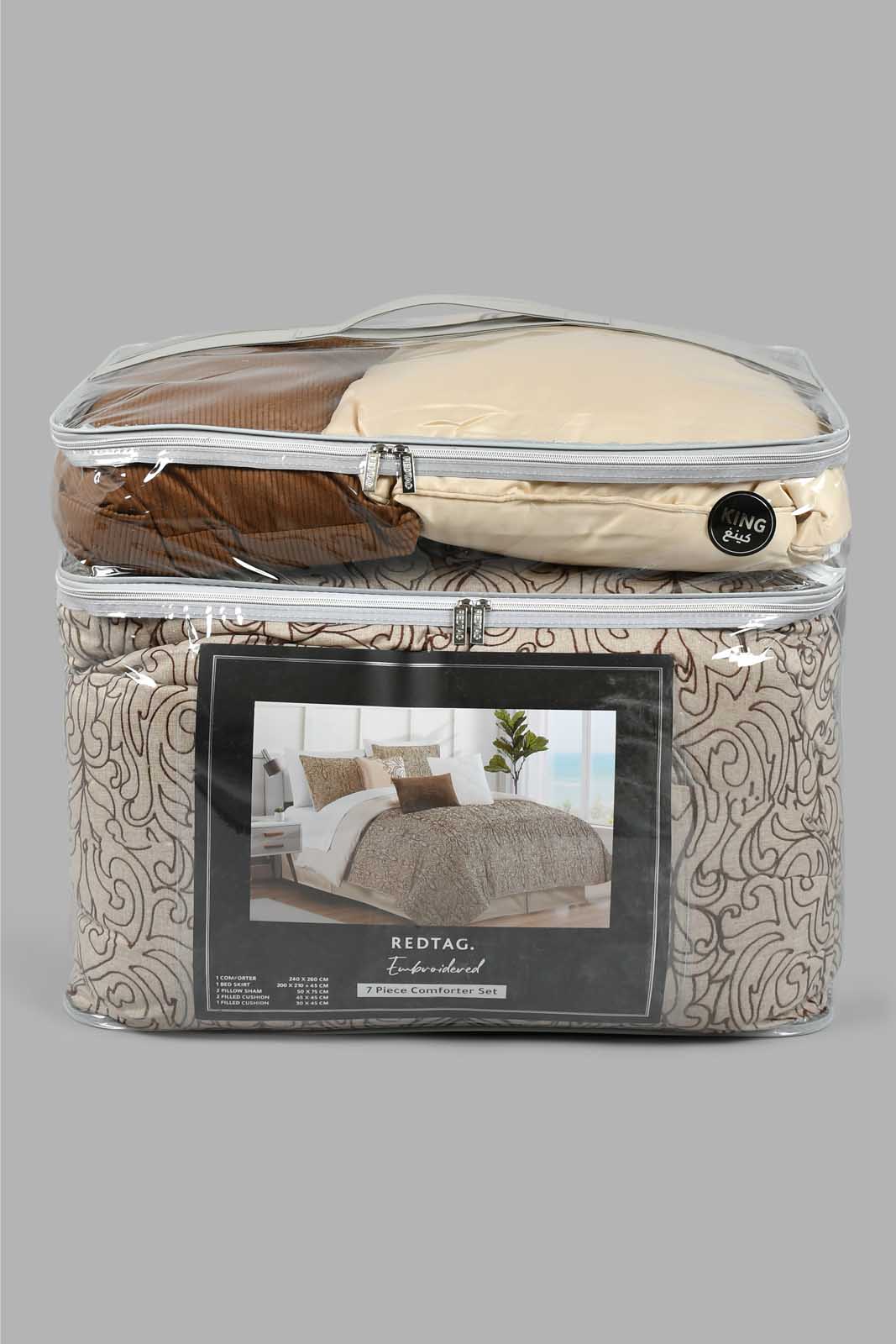 Redtag-Grey-7-Piece-Embroidery-Comforter-Set-(King-Size)-Comforters-Home-Bedroom-