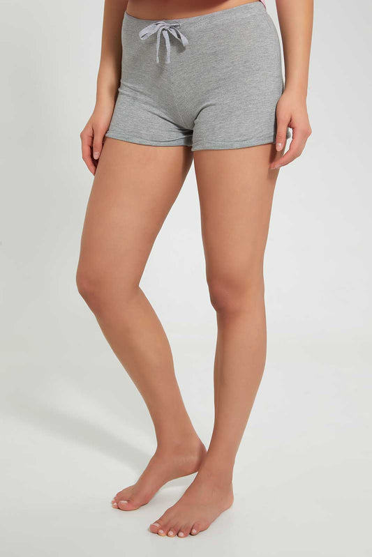 Redtag-Grey-Mid-Rise-Short-With-Drawstring-Category:Shorts,-Colour:Grey,-Deals:Sale,-Filter:Women's-Clothing,-PPE,-S22C,-Sale-Women-APL,-Section:Women,-Women-Active-Shorts-Women's-