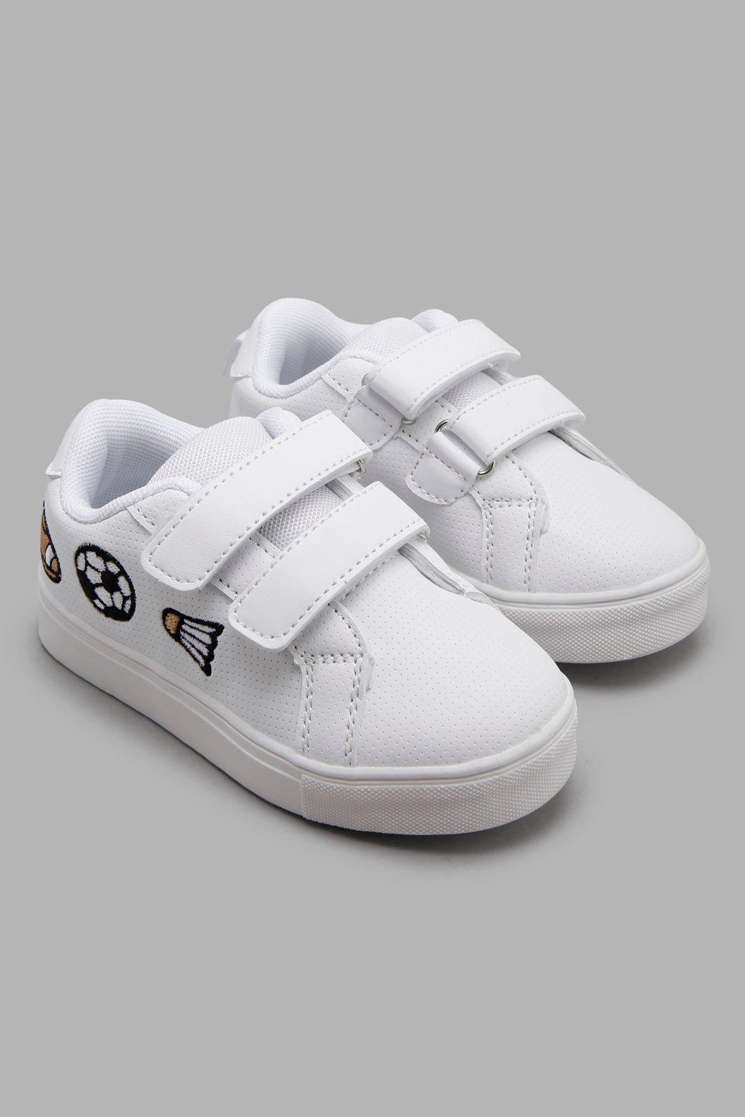 Redtag-White-Football-Printed-Sneaker-Category:Shoes,-Colour:White,-Filter:Boys-Footwear-(1-to-3-Yrs),-INB-Sandals,-New-In,-New-In-INB-FOO,-Non-Sale,-Section:Boys-(0-to-14Yrs),-W22O-Infant-Boys-1 to 3 Years