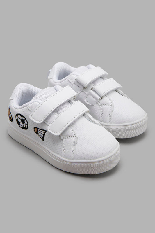 Redtag-White-Football-Printed-Sneaker-Category:Shoes,-Colour:White,-Filter:Boys-Footwear-(1-to-3-Yrs),-INB-Sandals,-New-In,-New-In-INB-FOO,-Non-Sale,-Section:Boys-(0-to-14Yrs),-W22O-Infant-Boys-1 to 3 Years