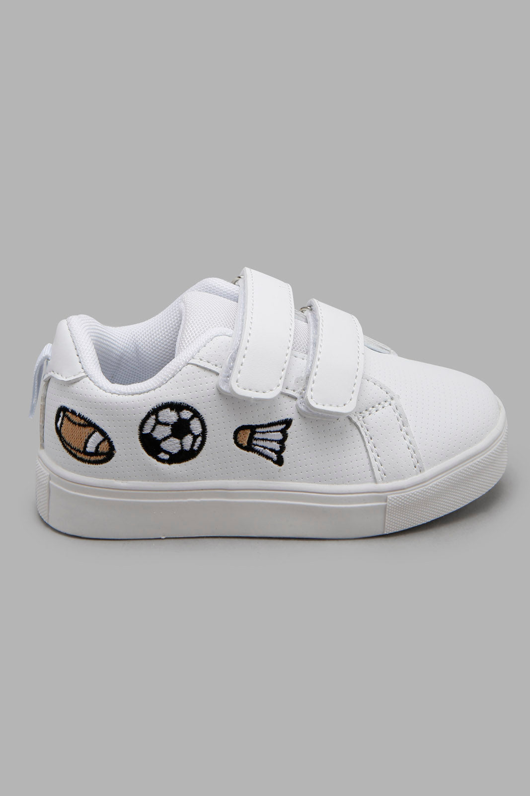 Redtag-White-Football-Printed-Sneaker-Category:Shoes,-Colour:White,-Filter:Boys-Footwear-(1-to-3-Yrs),-INB-Sandals,-New-In,-New-In-INB-FOO,-Non-Sale,-Section:Boys-(0-to-14Yrs),-W22O-Infant-Boys-1 to 3 Years