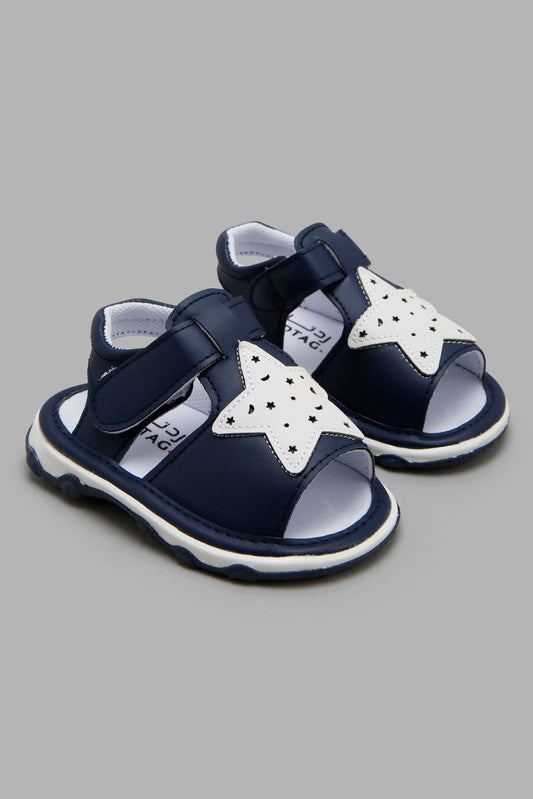 Redtag-Navy-Strap-Pump--Infant-Boys-1 to 3 Years