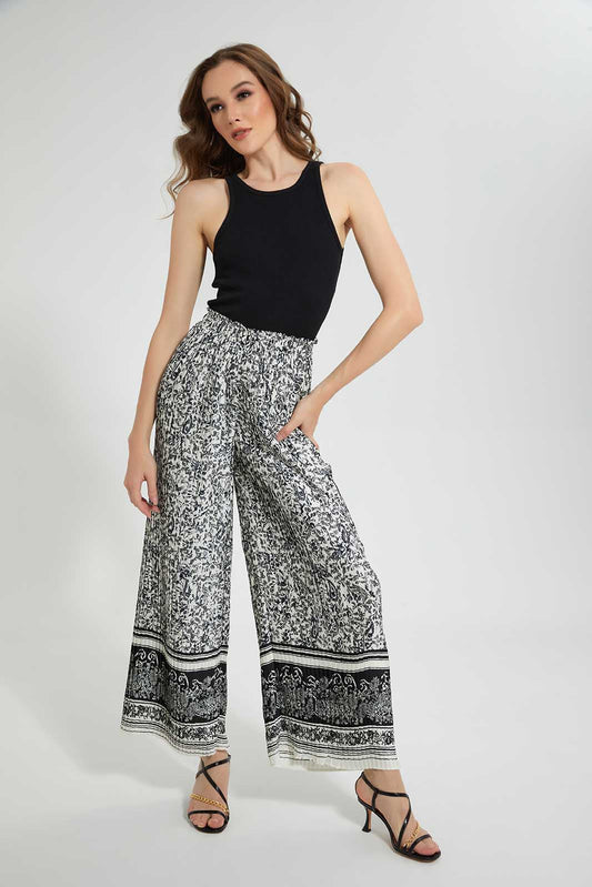 Black And White Pleated Trouser