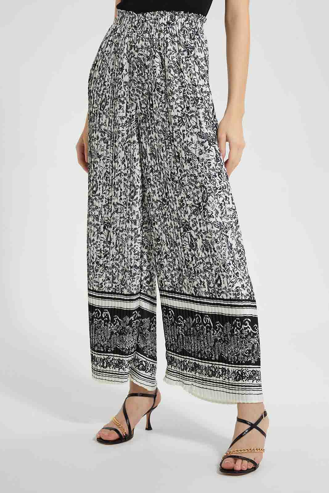Black And White Pleated Trouser