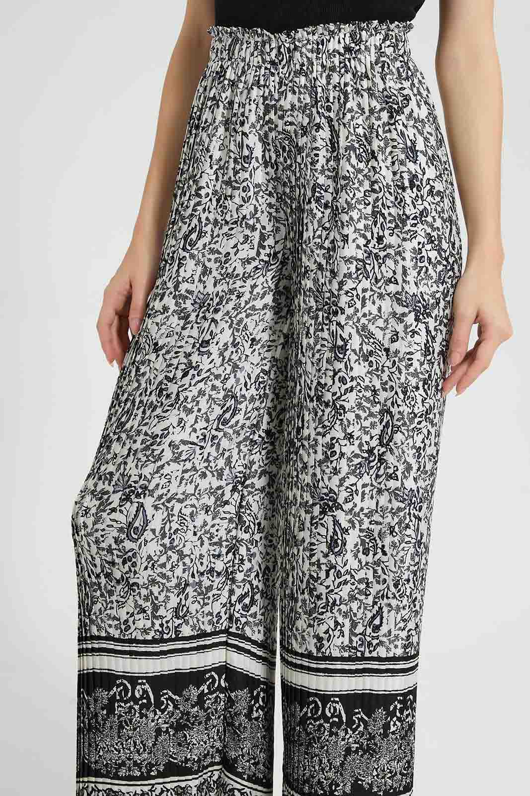 Black And White Pleated Trouser