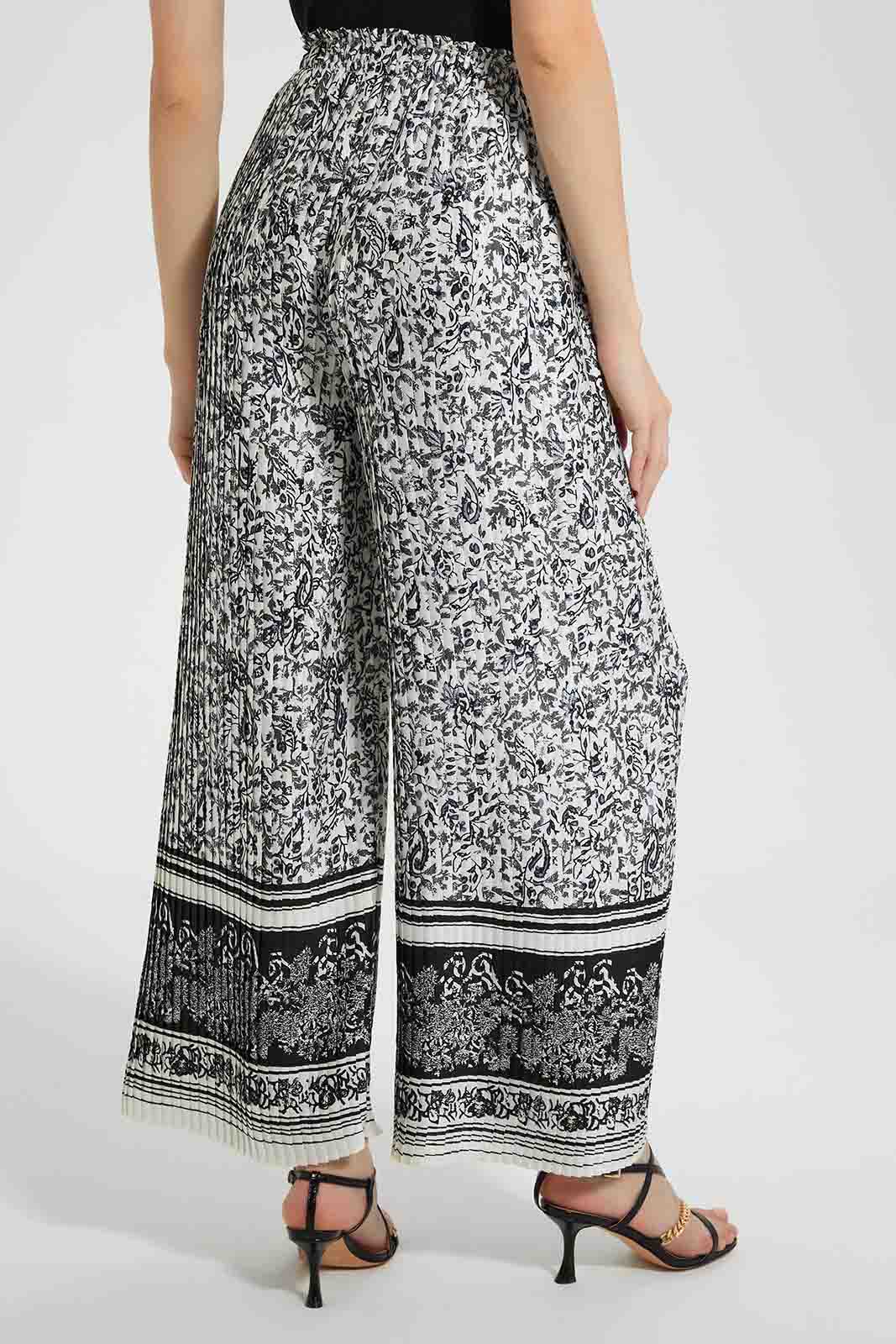 Black And White Pleated Trouser