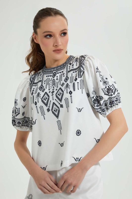 Redtag-White-Printed-Top-Blouses-Women's-