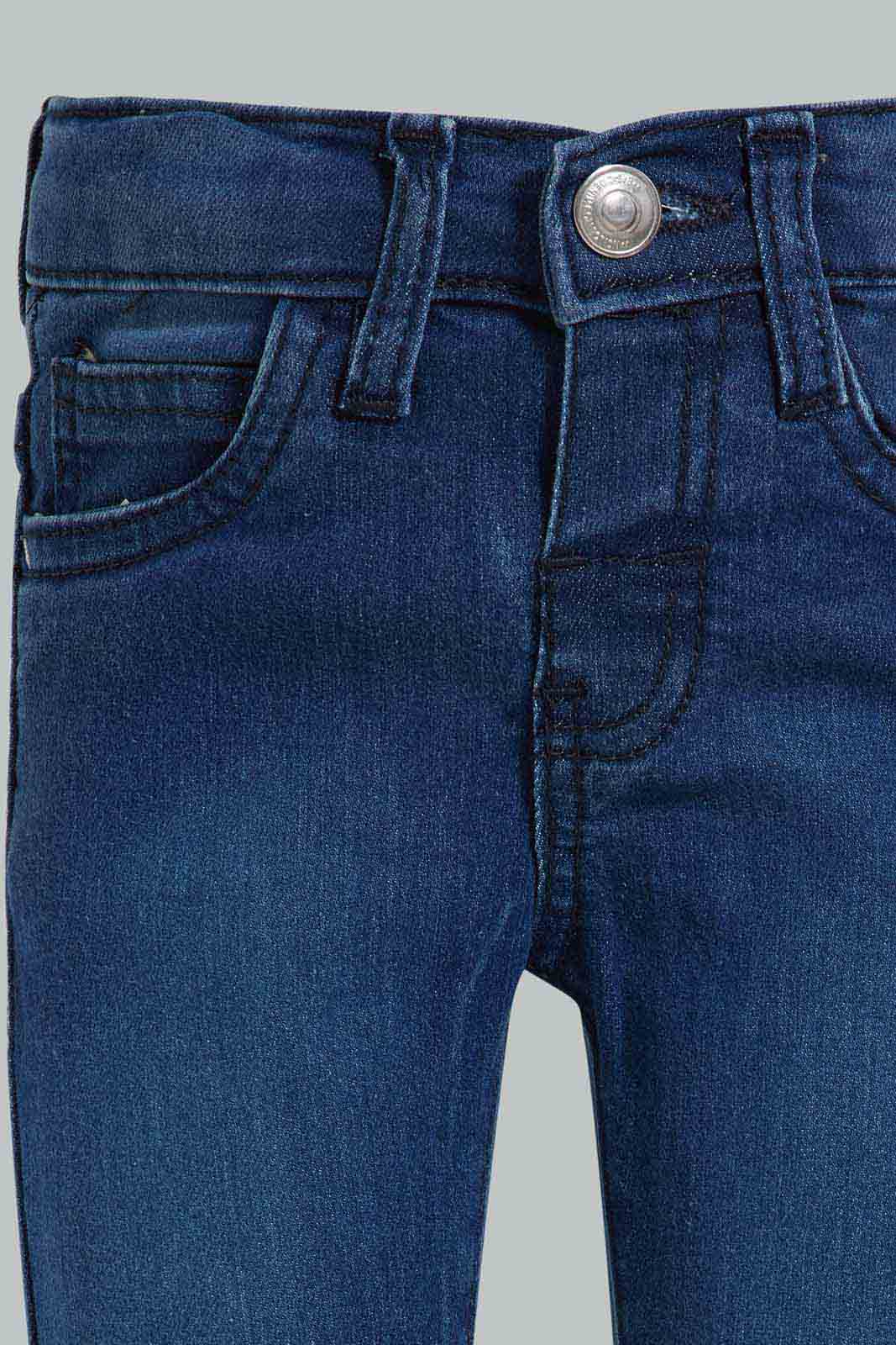 Redtag-Blue-Bunny-Artwork-Hem-Jean-Jeans-Slim-Fit-Infant-Girls-3 to 24 Months
